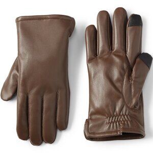 Lands' End Men's Cashtouch Lined Faux Brown Leather Glove Sz L
